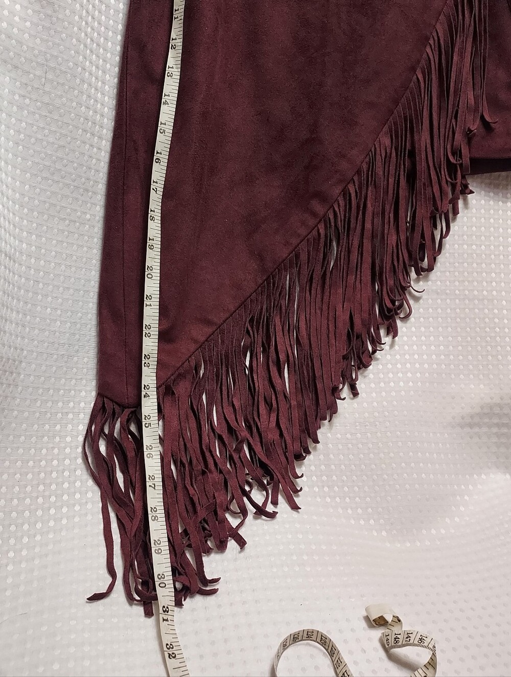 Express Burgundy Asymmetrical Fringe Skirt - Picture 6 of 10